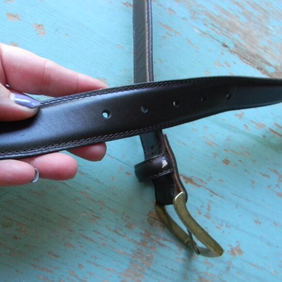 Lands End Belt Men's 40  Brown Leather Preppy Casual Dress OFFICE BRASS BUCKLE - Picture 4 of 5